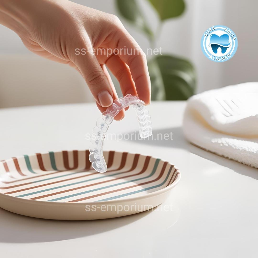 Smiling user with aligner
